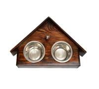 American Staffordshire Terrier, Amstaf - support en bois avec gamelles pour chien, un cadeau pour adopter un chien par Art-Dog