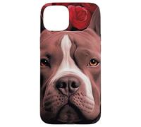 American Staffordshire Terrier avec Fleurs Coque pour iPhone 15 Plus