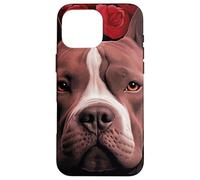 American Staffordshire Terrier avec Fleurs Coque pour iPhone 16 Pro Max