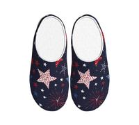 American Star Circle Pantoufles en flanelle pour homme Motif feux d'artifice antidérapants et chauds Pour intérieur et extérieur, multicolore, Small