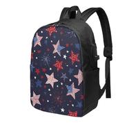 American Star Circle Sac à dos pour ordinateur portable Motif feux d'artifice 43,2 cm Résistant à l'eau Avec port de charge USB Sac à dos d'école Sac de travail pour homme et femme