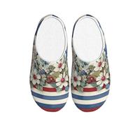 American Star Pantoufles en flanelle pour femme - Style vintage - Drapeau des États-Unis - Antidérapantes - Chaudes - Pour l'intérieur et l'extérieur, multicolore, X-Small Men/ Medium Women