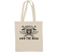American Steel Super Power Own The Road Moto Angerl Wings Sac fourre-tout en coton naturel Blanc