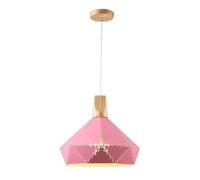 American Style Color Chandelier, Fashion with Wood Hanging Lamp, Flush Mount Ceiling Pendant Lights, Minimalist Nordic Lighting Fixture for Restaurant, Dining Room, Bedroom, Kitchen, Bar(Pink)
