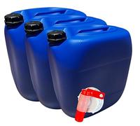 American Style - Lot de 3 x Bidon Jerrican Plastique 30 Litres bleus PEHD avec Bouchon DIN 61 | Empilable, Alimentaire, Résistant | Stockage Eau, Huiles, Produits Chimiques