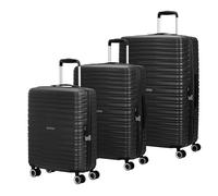 American Tourister Aerotech - Ensemble de 3 valises à Coque Rigide (Bagage à Main, Moyen, Grand), Extensible, Set à roulettes avec Serrure TSA, Noir (Noir métallisé)