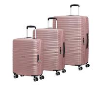 American Tourister Aerotech - Ensemble de 3 valises à Coque Rigide (Bagage à Main, Taille M, L), Extensible, Set à roulettes avec Serrure TSA, Rose (Rose métallique)