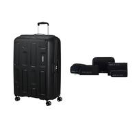 American tourister Ellipso 79 cm valise rigide noir avec ensemble de cubes de rangement 5 pièces, black/grey