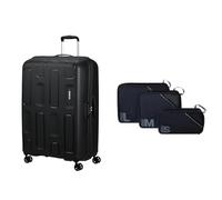 American tourister Ellipso 79 cm valise rigide noir avec ensemble de cubes de rangement de 3, black/grey