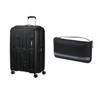 American tourister Ellipso 79 cm valise rigide noir avec housse à bagages L, black/grey