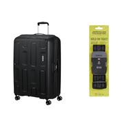 American tourister Ellipso 79 cm valise rigide noir avec sangle à bagages, black/grey