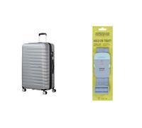 American tourister Flashline spinner L valise 78 cm argent avec sangle à bagages, stone blue/blue