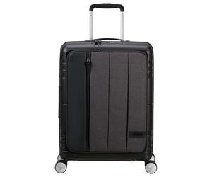 American Tourister Hello Valise 4 Roues, 55 cm | Gris, valise rigide extensible, 55H x 40W x 22D cm, 39/45 L, 2.8 kg, avec serrure TSA et sangles croisées