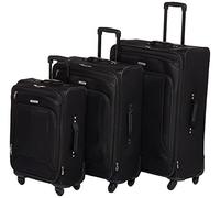 American Tourister Pop Max Valise Souple à roulettes pivotantes, Noir, 3-Piece Set (21/25/29)