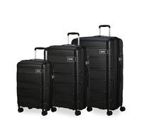 American Tourister Skymax Set de valises 4 Roues, 3 pièces | Noir, set de 3 valises, S/M/L, avec serrure TSA et roues silencieuses