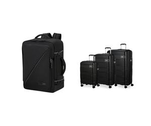 American Tourister Skymax & Take2Cabin - Ensemble de 3 valises & Bagage cabine Ryanair, 25 x 20 x 40 cm, 24 L - Ensemble complet Skymax - Noir