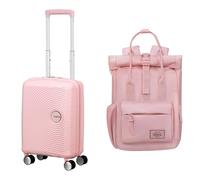 American Tourister Soundbox Mini & Urban Groove - Valise enfant, 47 cm, 22 L & Sac à dos, 31 cm, 7 L - Mini ensemble de voyage - Rose pastel