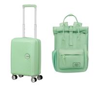 American Tourister Soundbox Mini & Urban Groove - Valise enfant, 47 cm, 22 L & Sac à dos, 31 cm, 7 L - Mini ensemble de voyage - Vert pastel