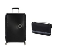 American tourister Soundbox valise rigide 67 cm moyenne noir avec housse à bagages M, black/grey