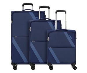 American Tourister Star Max 4 roulettes Set de valises 3 pièces avec soufflet d'extension bleu