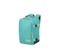 American Tourister Take2Cabin - Sac Cabine Ryanair 25 x 20 x 40 cm, 24 L, 0,50 kg, Bagage à Main, Sac à Dos Avion S Sous le Siège, Turquoise/Vert (Dusty Turquoise/Lime)