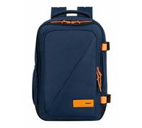 American Tourister Take2Cabin - Sac de cabine Ryanair 25 x 20 x 40 cm, 24 L, 0,50 kg, bagage à main, sac à dos d'avion S, sous-siège, bleu/orange (bleu marine foncé/orange éclatant)
