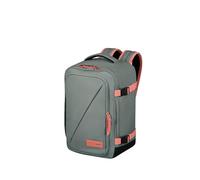 American Tourister Take2Cabin - Sac de cabine Ryanair 40 x 25 x 20 cm, 24 L, 0,50 kg, bagage à main, sac à dos d'avion S, sous-siège, gris/rose (sauge/corail)