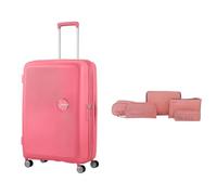 American Tourister Valise Rigide Soundbox 77 cm Grande Rose avec Lot de 5 Cubes de Rangement, Violet/Rose