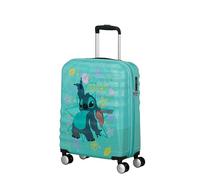 American Tourister Wavebreaker Disney - Valise Cabine 55x40x20 cm, Valise Rigide, Trolley Cabine pour Ryanair & la Plupart des Compagnies - Stitch Flower