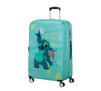 American Tourister Wavebreaker Disney Valise Trolley soute, 77 cm | Stitch Flower, valise rigide, 77H x 52W x 29D cm, 96 L, 4.2 kg, avec serrure TSA et séparateur zippé en U avec poche