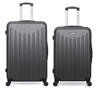 american travel - lot de 2 - valise grand format et valise weekend brooklyn - gris fonce gris fonce