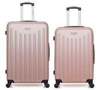 american travel - lot de 2 - valise grand format et valise weekend brooklyn - rose dore rose dore G
