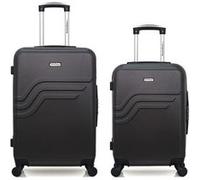 american travel - lot de 2 - valise weekend et valise cabine queens - gris fonce gris fonce G