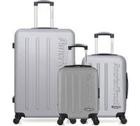 american travel - lot de 3 - valises grand format, cabine et cabine xxs bronx - gris gris G