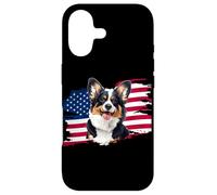 American USA Flag 4th July Fourth Black Tricolor Corgi Lover Coque pour iPhone 17