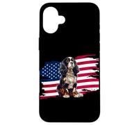 American USA Flag 4th July Patriotic Cavalier Spaniel Lover Coque pour iPhone 16 Plus