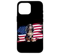 American USA Flag 4th July Patriotic Cavalier Spaniel Lover Coque pour iPhone 16 Pro Max