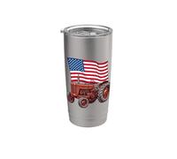 American USA Flag Tractor Farmer Gobelet isotherme en acier inoxydable double paroi