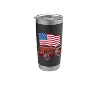 American USA Flag Tractor Farmer Gobelet isotherme en acier inoxydable double paroi