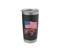 American USA Flag Tractor Farmer Gobelet isotherme en acier inoxydable double paroi