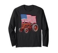 American USA Flag Tractor Farmer Manche Longue