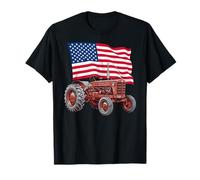 American USA Flag Tractor Farmer T-Shirt
