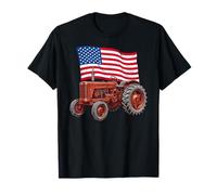 American USA Flag Tractor Farmer T-Shirt