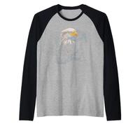 American USA Patriotic Eagle Flying Graphic Manche Raglan