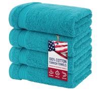 American Veteran Towel, Lot de 4 essuie-Mains turcs pour Salle de Bain, 100% Coton, essuie-Mains Doux, essuie-Mains turcs, Bleu Turquoise
