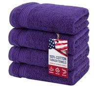 American Veteran Towel, Lot de 4 essuie-Mains turcs pour Salle de Bain, 100% Coton, séchage Doux, Violet