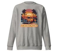 American Vibes Vintage Truck Sunset Classic Cars Sweat-shirt unisexe pour adulte, Anthracite, S