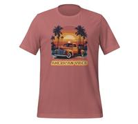 American Vibes Vintage Truck Sunset Classic Cars T-shirt unisexe pour adulte, mauve, 3XL