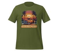 American Vibes Vintage Truck Sunset Classic Cars T-shirt unisexe pour adulte, vert olive, XXL