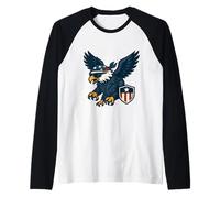 American Warrior Eagle Symbole de liberté et de Puissance Manche Raglan